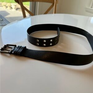Burberry Black Belt with Silver Eyelets